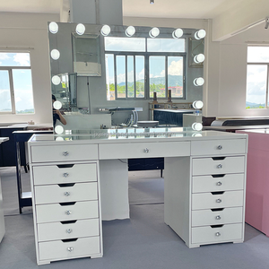 <span class=keywords><strong>Tocador</strong></span> de Maquillaje de Madera Blanca con Espejo LED Iluminado y Cajones, Mesa de Maquillaje Moderna con Almacenamiento para Dormitorio/Hogar - Product Image 5