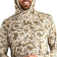 Sweat à capuche de chasse camouflage canard UPF50+ Performance respirante Chemises de pêche pour hommes |   Impression par transfert thermique personnalisée |   100% polyester