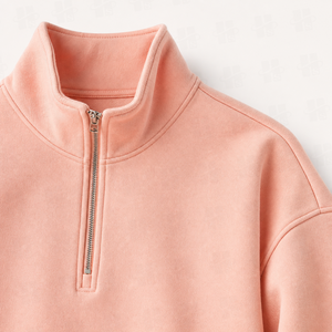 Sudadera con capucha de forro polar grueso bordado de color liso OEM personalizado para mujer, mezcla de algodón, con media cremallera - Product Image 2