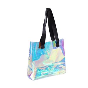 Sac de shopping en PVC en gros avec fermeture à boucle, logo personnalisé, motif DIY, laser, imperméable, poignée en nylon, design transparent - Product Image 3