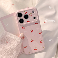 Coque de protection pour téléphone portable en TPU couleur unie, motif cerise mignon pour femmes, compatible iPhone 17 16 15 14 Pro Max