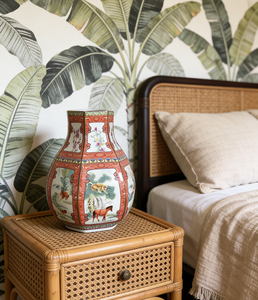 Ottimo Vaso in Ceramica Smaltata Cinese con Animali dello Zodiaco (Cavallo, Scimmia) e Fiori, Vaso in Porcellana Antico di Jingdezhen - Product Image 5