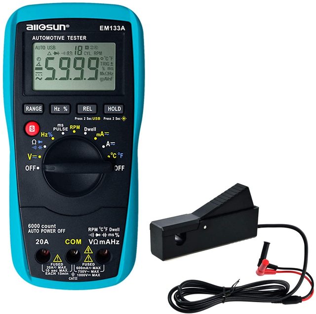 ALLOSUN EM133A Digital Auto Multimeter Autorange ACA/DCA Max.20A TRMS 5999 Counts Electrical Instruments