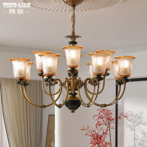 Tenglian American Retro Style Chandelier 6 8 10 12 Head Round <b>Energy</b> <b>Saving</b> Lamp Home <b>Lighting</b> Fixture - Product Image 4