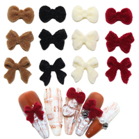 Accessoires pour ongles d'hiver, nœud en velours rouge vin, charmes pour ongles en résine 3D, nœud en ruban coloré, décoration d'art d'ongles DIY