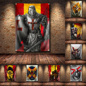 Espagne, drapeau des Templiers, bannière, croix de Bourgogne, affiche, décoration murale, panneau vintage, drapeaux, salle de jeux, <span class=keywords><strong>garage</strong></span>, pub, club, bar - Product Image 2