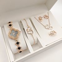 Ensemble de montres à quartz pour femmes, trèfle à quatre feuilles de luxe, bracelet tendance, montre-bracelet pour femmes, ensemble de bijoux, cadeau
