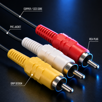 Câble RCA universel plaqué or mâle-femelle sur mesure, robuste, pour audio et vidéo, idéal pour téléviseurs, enceintes, stéréos, lecteurs DVD et projecteurs.