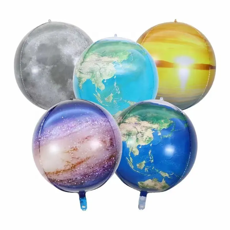 नई 22 इंच 4D पारदर्शी पृथ्वी चंद्रमा तारों से आकाश थीम दौर पन्नी हीलियम बैलून जन्मदिन की पार्टी सजावट Globos उपहार खिलौना