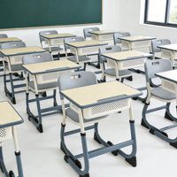 Ensemble Chaise et Bureau Moderne Type C pour Étudiants, Collège, en Bois, Hauteur Réglable, Confortable, Écologique, avec Cadre en Acier, pour Salle de Classe et Étude