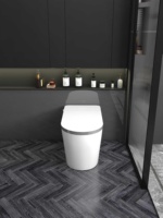 Siège de toilette intelligent de luxe au design moderne avec commande vocale IA, fixation au sol, siphon en S, télécommande, protection en mousse, chauffage du siège, automatique