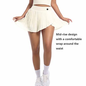 XW-7083 ukuran besar ramping kebugaran lipit kustom pakaian olahraga wanita Gym pinggang tinggi grosir olahraga tenis atletik rok - Product Image 3