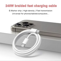 Câble de données USB-C vers USB-C en nylon tressé de 2 m, 240 W, avec puce E-Marker, pour tablette et ordinateur portable (vente en gros)