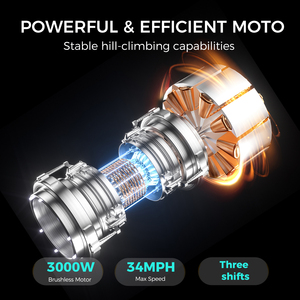 Motocicleta Eléctrica en Stock en EE. UU., 3000W, Sin Escobillas, 48V, Batería de Litio de 30Ah, 14 Pulgadas, 3 Velocidades, Suspensión Completa, Bicicleta Eléctrica <span class=keywords><strong>MTB</strong></span> para Adultos - Product Image 4