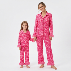 Ensemble de vêtements pour bébés filles, pyjama en fourrure noire avec nœuds léopard, dernière tendance - Product Image 4