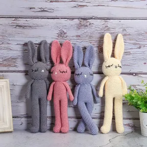 100% 手工小兔子毛绒玩具婴儿羊玩具婴儿钩针编织兔子amigurumi针织令人着迷的柔软兔子玩具