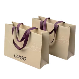 Bolsas de Papel Reciclables de Lujo Premium con Asas de Cinta Gris, Impresas Personalizadas y Hechas a Mano para Ropa, Zapatos y Empaque de Compras - Product Image 4