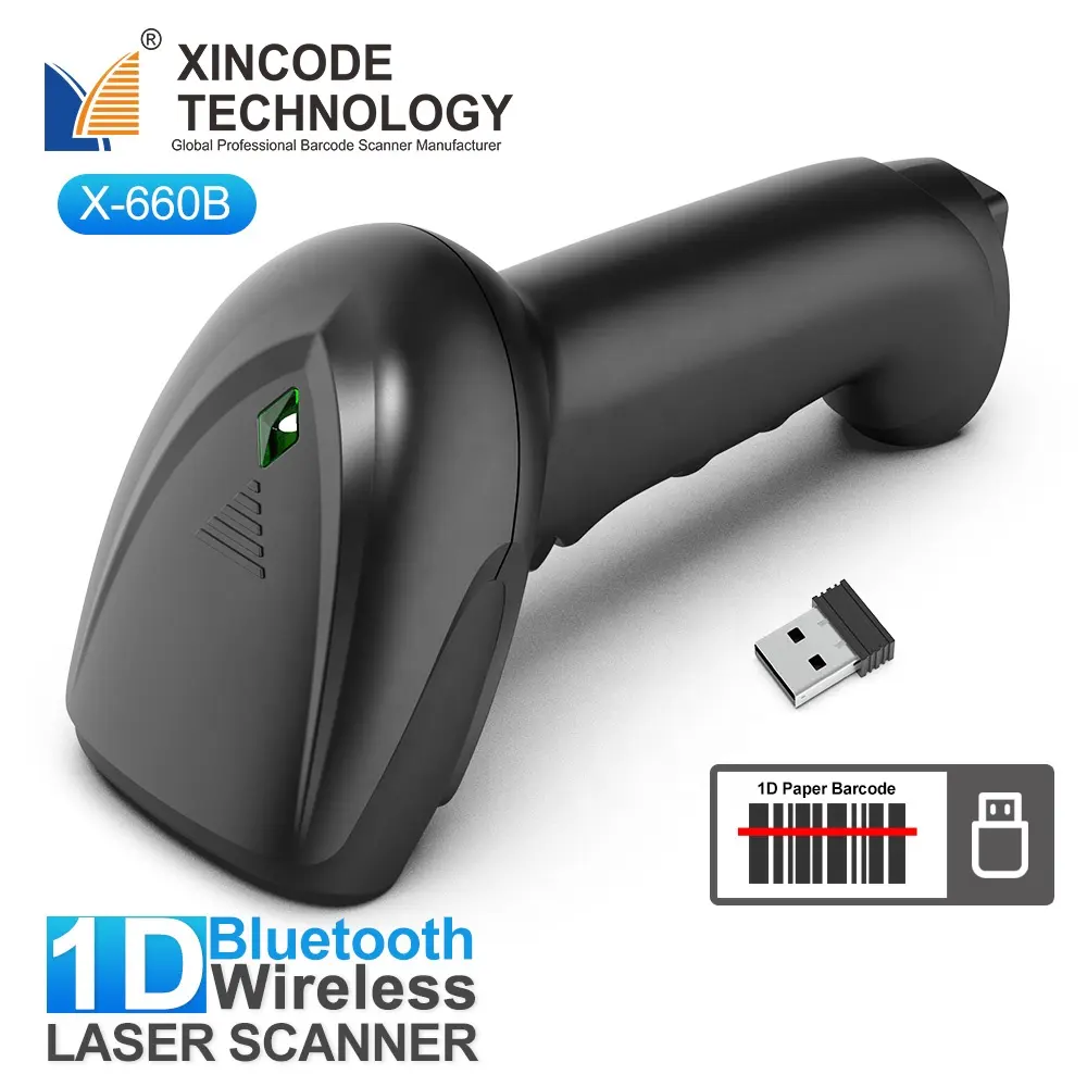 Xincode hiệu suất cao USB & Bluetooth không dây máy quét mã vạch thắp sáng cho siêu thị và kho sử dụng