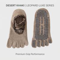 Calcetines de Yoga y Pilates de Lujo con Estampado de Leopardo para Mujer, Antideslizantes, de Cinco Dedos, Transpirables, Ecológicos, de Algodón, Alta Elasticidad, Profesionales