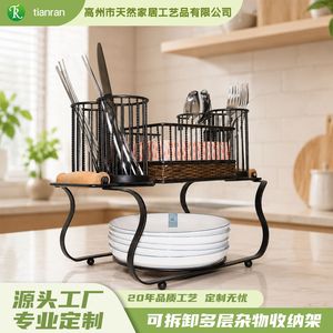 Cross-border European style cutlery drainer, dish <b>rack</b>, and <b>plate</b> holder; detachable multi-layer kitchen chopsticks storage - Product Image 4