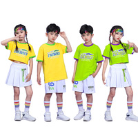 Ensemble d'uniformes de cheerleading personnalisés pour jeunes, unisexe, colorés, à manches courtes, avec haut court, jupe, short et bandeau, pour spectacles scolaires