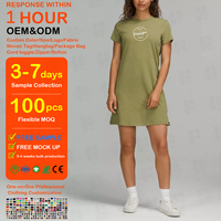 Robe T-shirt décontractée en coton pour femme, coupe ample, style simple et tendance, streetwear quotidien, robes personnalisables pour femme