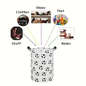<span class=keywords><strong>Panier</strong></span> à linge <span class=keywords><strong>de</strong></span> football pliable grande capacité avec poignées, en tissu imperméable, cadeau décoratif pour les fans <span class=keywords><strong>de</strong></span> football - Product Image 3