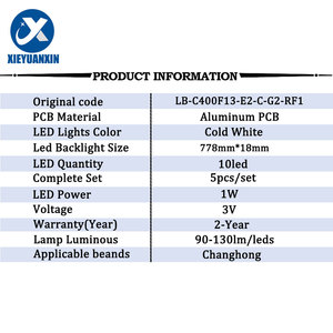 Tira de retroiluminación LED de TV para Changhong de 40 pulgadas, LED40B2080n LED40C1000N LE40C10i, barra LED de TV de <span class=keywords><strong>780</strong></span> <span class=keywords><strong>mm</strong></span> - Product Image 2
