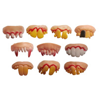 Prothèses et dents noires d'Halloween Dents de lapin Blague Drôle en plastique Doux Bretelles Peluche Blague