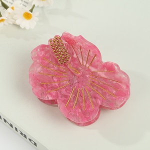 Forest <b>Style</b> Fresh and Elegant High-End Diamond-Studded Exquisite Back of <b>Head</b> Updo Acetate Peach Blossom - Product Image 3