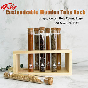 6 12 웰스 10ml 25ml <span class=keywords><strong>50ml</strong></span> 100ml 테스트 튜브 랙 나무 새겨진 로고 - Product Image 2