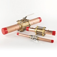Válvula de bola médica OEM personalizable de 600 PSI, de 3 piezas, con extremos de tubo de latón, envasada, manual, para oxígeno, N2O, CO2, limpia, para uso médico