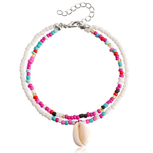Pulsera <span class=keywords><strong>tobillera</strong></span> de punto de 2 capas para mujer, brazalete bohemio de semilla de cristal, GAB006 - Product Image 6