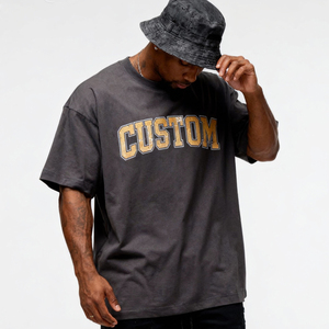 T-shirt a Maniche Corte Personalizzata con Logo per <span class=keywords><strong>Uomo</strong></span> e <span class=keywords><strong>Donna</strong></span>; Maglietta da <span class=keywords><strong>Uomo</strong></span> con Spalle Cadenti e Motivi Stampati. - Product Image 2