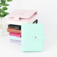 A7 Macaron PU Leder Binder Cover Schnapp verschluss Nachfüllbare Lose blatt 6 Ringe Ordner mit Stift karten halter Bill Pocket Folder