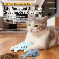 Jouet distributeur de friandises pour chat en silicone en forme de poisson creux, vente en gros