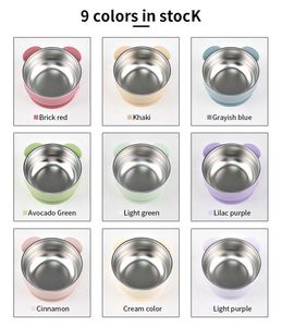New 2026 304 Stainless Steel Toddler Bowl Removable Silicone Suction Sleeve Non Slip Double <b>Wall</b> Insulated Baby Feeding Set - Product Image 6