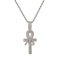 Bijoux en gros AAA CZ bijoux en or l'oeil d'horus ankh croix pendentif collier