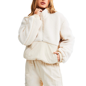 Abbigliamento invernale caldo e attivo da palestra <span class=keywords><strong>Oversize</strong></span> Sherpa giacca in pile a collo alto mezza Zip felpa felpa da <span class=keywords><strong>donna</strong></span> - Product Image 1