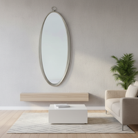 Miroir mural moderne en métal doré champagne, forme ovale, verre trempé, à fixer au mur, pour salon, chambre, décoration intérieure
