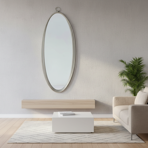 Miroir mural moderne <span class=keywords><strong>en</strong></span> métal doré champagne, forme ovale, verre trempé, à fixer au mur, pour salon, chambre, décoration intérieure - Product Image 2