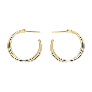 Pendientes de Aro Geométricos Retro <span class=keywords><strong>Gruesos</strong></span> Chapados en Oro de 18K, Minimalistas de Plata Esterlina 925, Sencillos y <span class=keywords><strong>Dorados</strong></span>, Unisex - Product Image 5