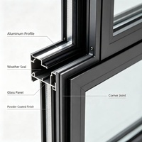 Fenêtre à battant en aluminium à rupture de pont thermique insonorisée, triple vitrage, double vitrage, à haut rendement énergétique, du sol au plafond, sur mesure pour projet