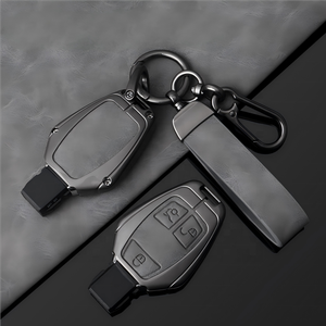 Personnalisé personnalisation voiture marque Logo <span class=keywords><strong>cuir</strong></span> voiture <span class=keywords><strong>porte</strong></span>-clés étui couverture alliage clé coque étui avec <span class=keywords><strong>porte</strong></span>-clés pour Benz - Product Image 1