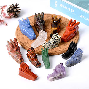 Commercio all'ingrosso di cristallo intagliato a mano con testa di drago teschi di quarzo Mix materiale di guarigione pietra preziosa casa Fengshui decorazione - Product Image 1