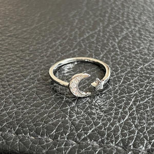 Bagues F1604 étoile et lune pour femmes, micro-pavé de zircon cubique, cadeau islamique, bijoux de mode - Product Image 5