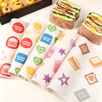 Kertas Pembungkus Burger Anti Minyak Berlapis PE Food Grade dengan Desain Merek untuk Restoran dan Sandwich