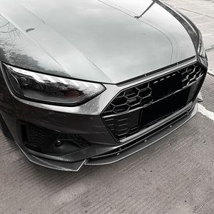 Audi A4 B9.5 Front <b>Lip</b> <b>Splitter</b> Piano Black Carbon Fiber Texture 2020-2024 ABS Body Kit - Product Image 3