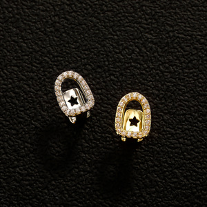 Grillz dentaire style punk, plaqué or, en laiton, avec fenêtre ouverte, serti de zircone cubique, pour une seule <span class=keywords><strong>dent</strong></span> - Product Image 3