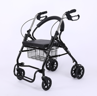 Dispositif d'aide à la marche en acier pliant Équipement de rééducation de marcheur droit pour les patients handicapés âgés Rollator
